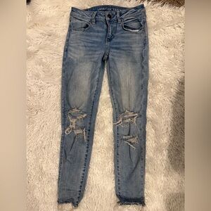 American Eagle Outfitters Light Blue Distressed Skinny Jeans